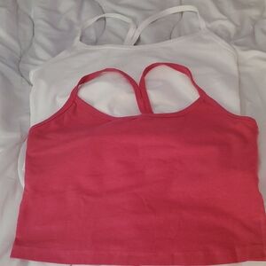 Beyond Yoga Brand One White And One Pink Yoga Tanks
